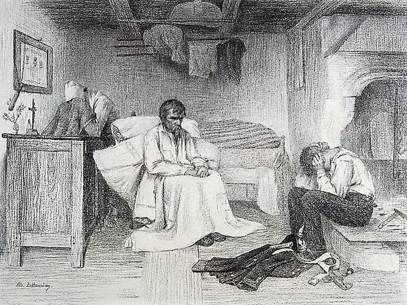 1851-Nicolas Albert Bettannier - Interno con figure